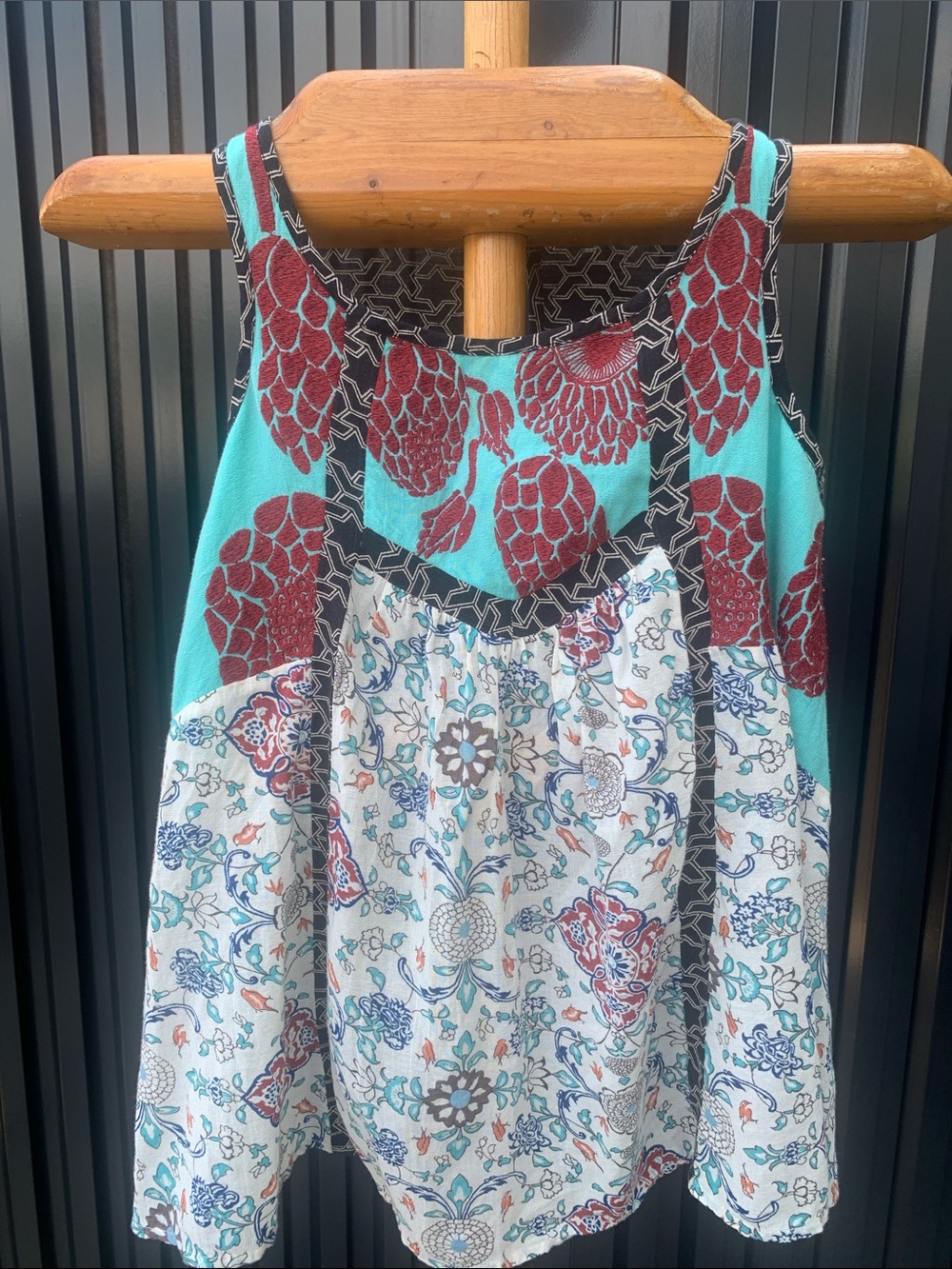 Floreat Black and Cream Geometric Print Blouse
